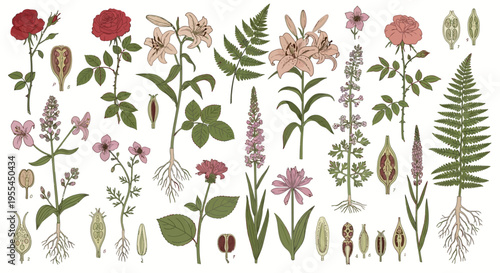 Variety of colorful wildflowers and plants.