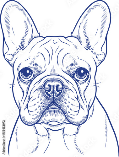 French Bulldog face line art illustration — elegant simplicity, dog culture
