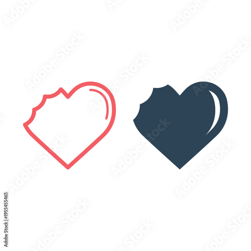 Broken heart icons set flat vector simple isolated illustration signage template design trendy