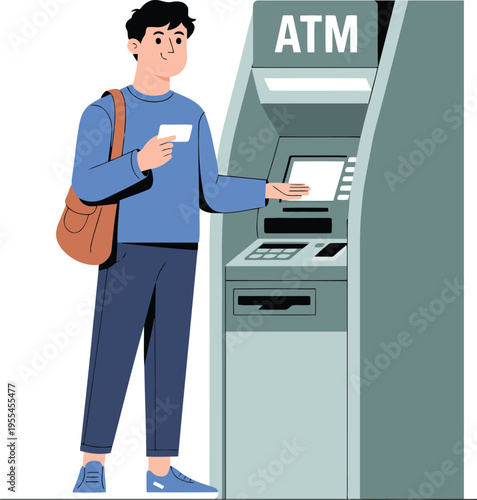 A man using an atm machine with a card