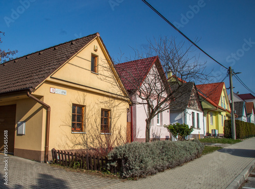 Photography Lamac village, part of Bratislava, with traditional old village houses typical f