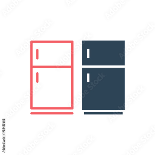 Refrigerator electronic icons set, Freezer cold design illustration.