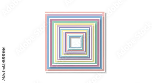 Multicolored concentric square shape design.