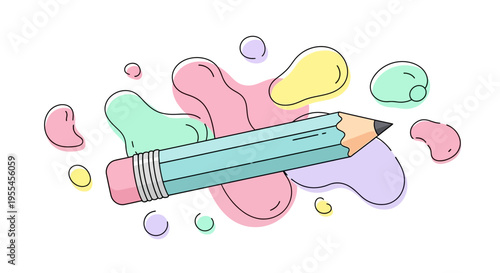 Colorful pencil with pastel colors.