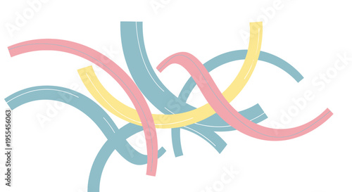 Colorful curved lines in pastel hues.