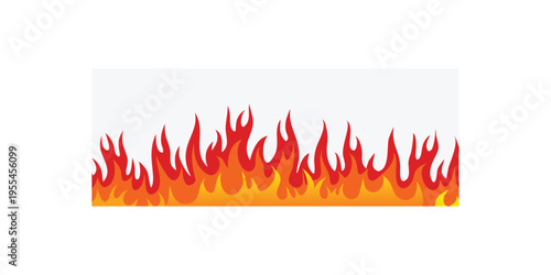 Fire flame seamless borders and blazing frame dividers vector set isolated on transparent background.Fire flame seamless border, blazing hot red orange yellow flames, dynamic burning decorative strip.