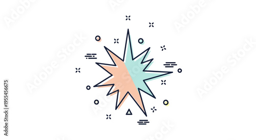 Colorful starburst design element graphic.