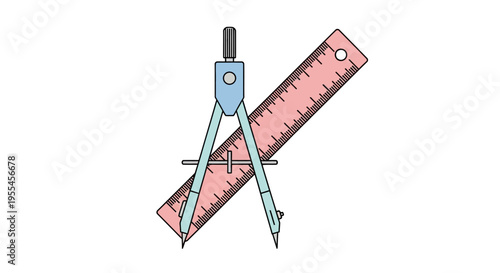 Drawing compass with metal ruler tool.