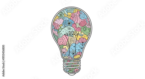 Colorful Light Bulb with Ideas.