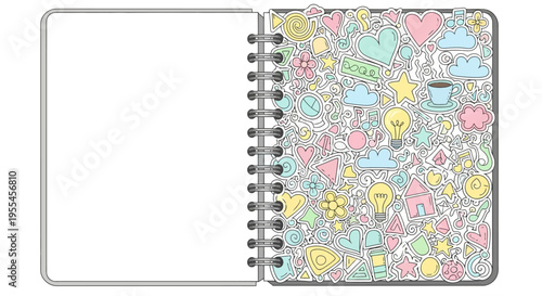 Colorful spiral bound notebook cover.
