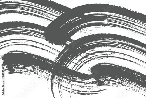 Black ink brush strokes set, hand drawn paint brush collection for artistic design, grunge wavy line textures isolated on white background.