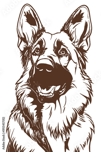 A brown illustration of a german shepherd dog