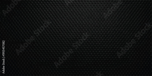 This dark industrial wallpaper features a seamless black carbon fiber texture with a metallic gray grid pattern on a textured mesh surface for a modern vector design backdrop