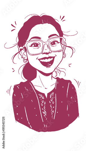 A smiling woman with glasses and a ponytail