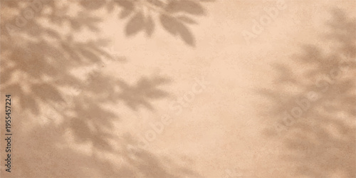 Vintage brown parchment texture with a blank aged floral design and antique grunge paper patterns featuring a delicate withered leaf frame on a crumpled beige background