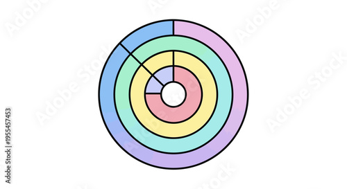 Multicolored Concentric Circular Segment Diagram.