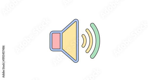 Colorful Megaphone Icon with Sound Waves.