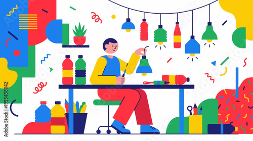 Creative Repurposing Project Turning Plastic Bottles into Unique Lamps