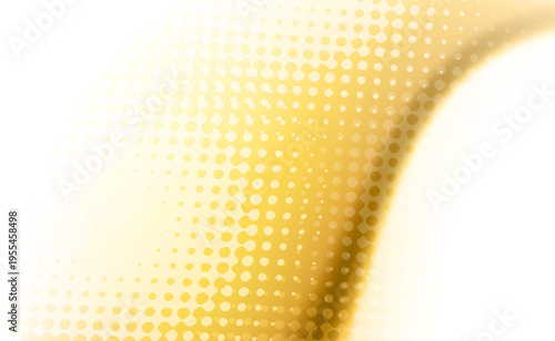 滑らかな黄金グラデーションとハーフトーンドットが流れる高級感あふれる抽象背景デザイン