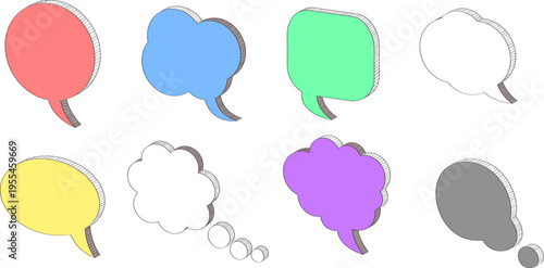 手描き風のカラフルな吹き出しアイコンが揃ったコミュニケーション用素材セット