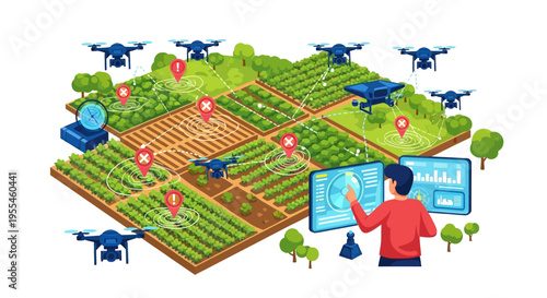Modern Smart Farming with Drones and Technology.