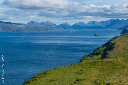 The Isle of Skye,  is a large and scenic island in the Inner Hebrides of Scotland. It's known for its dramatic landscapes.Ocean views from the Lealt Falls lookout