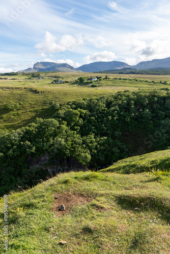 The Isle of Skye,  is a large and scenic island in the Inner Hebrides of Scotland. It's known for its dramatic landscapes.Ocean views from the Lealt Falls lookout