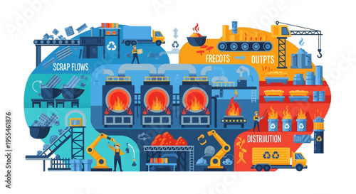 Industrial Manufacturing Plant with Production Lines and Machinery.