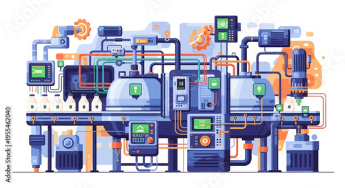 Modern Industrial Manufacturing Plant Machinery.