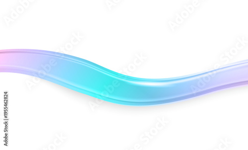 淡いパープルからターコイズへ滑らかに変化する透明感のある流線型グラデーションウェーブ抽象背景素材（余白あり・高級感・近未来デザイン）