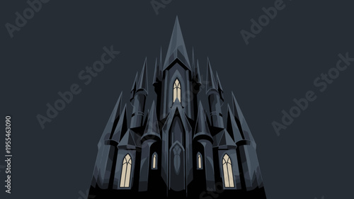Translucent obsidian castle with glowing windows – Suitable for mystical world-building, dark luxury, or cinematic art.