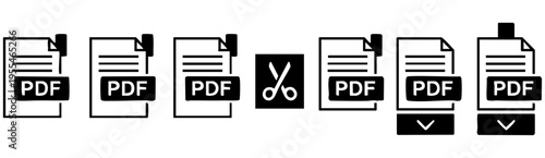 Digital PDF Document File Management Icons Set For Web Interface And Software