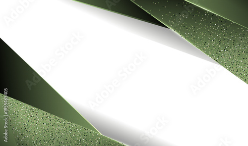 ナチュラルなグリーンと白のコントラストに粒子テクスチャが広がるコピースペース付き抽象背景（エコ・ビジネス向け）