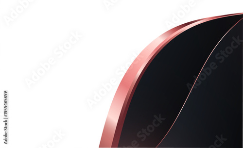高級感のあるブラック背景に赤いメタリックカーブが流れるミニマルで未来的な抽象デザイン壁紙