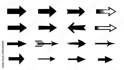Collection Of Diverse Black Directional Arrow Icons Set For Business Design Navigation