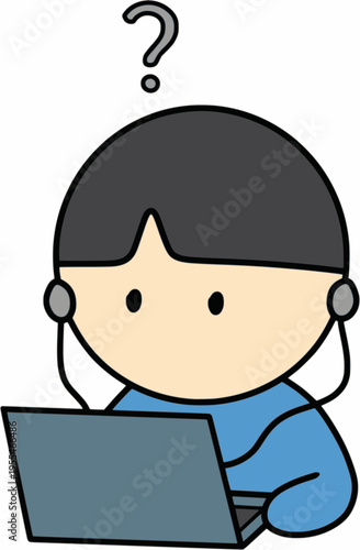 Cute Earphone Character Confused While Learning – Study Difficulty Concept
