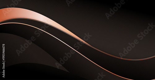 ブラック背景にゴールドの光沢ラインがダイナミックに流れる高級感あふれる抽象デザインアート