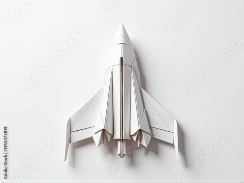 A paper model of a space shuttle on a white surface, perfect for educational or creative projects