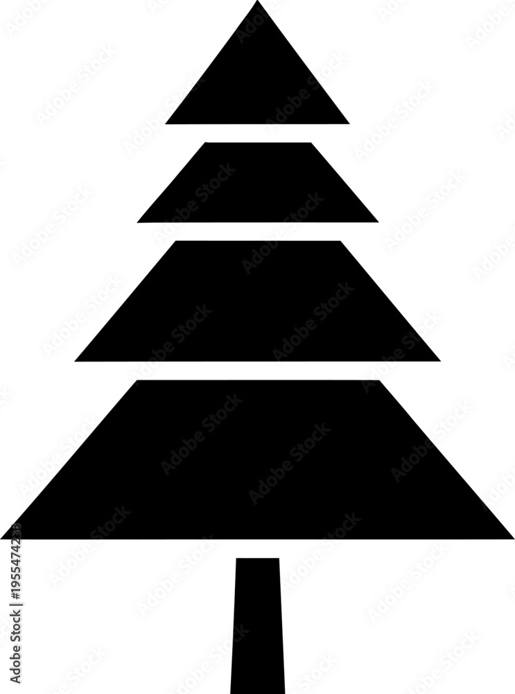 Obraz premium Christmas tree icon, evergreen fir silhouette, simple festive vector graphic