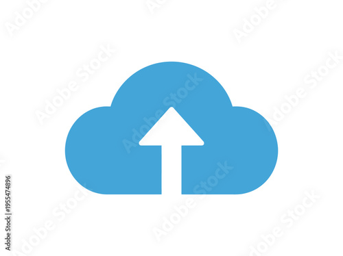 A cloud icon with an upward arrow represents data upload.