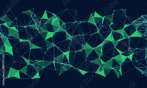 Digital abstract connection dots and lines. Network connection structure. Technology polygonal background. Plexus effect. Points and lines glowing Big data Network. Science 3d vector illustration