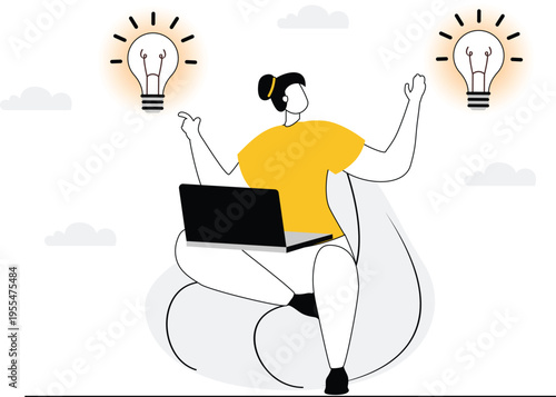 Teamwork Illustration Set – Business Collaboration, Strategy Planning, Startup Growth, Creative Team Flat Vector Characters Yellow Theme