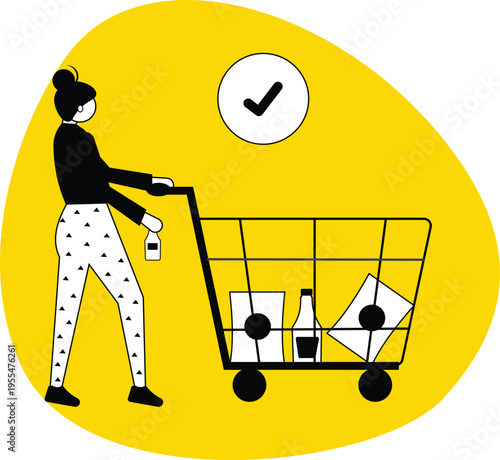 Modern E-commerce Shopping Illustration Set – Online Store, Mobile Shopping, Cart, Discounts, UI UX Flat Vector Characters Yellow Theme