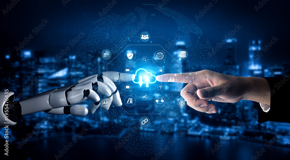 Fototapeta premium Artificial intelligence supports cloud storage and digital file management to enhance security and collaboration Parse