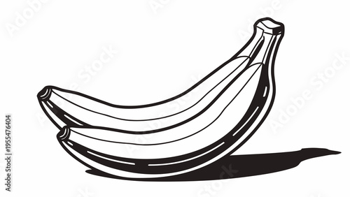 Two bananas are illustrated with clean black and white outlines, casting a distinctive stylized shadow.