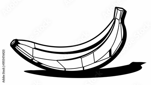 Single banana illustration is depicted with a distinctive black and white outline, casting a stylized.
