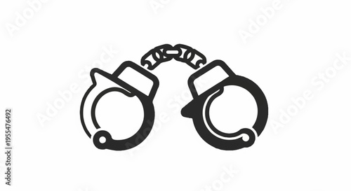 Handcuffs with chain on white background symbolizing law enforcement and justice
