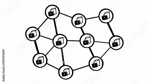 Abstract graphic depicts a secure decentralized network structure using thick dark lines connecting.