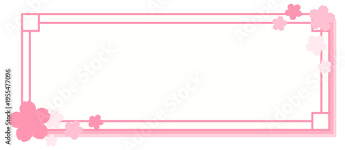 桜が彩るシンプルな四角フレーム素材