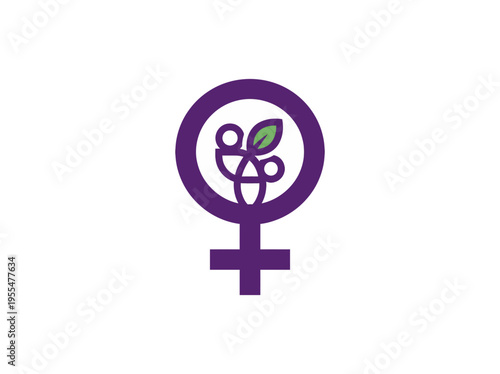 The feminist symbol merges with a sprouting plant inside a circle.
